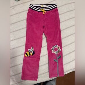 Mini Boden Corduroy Pants with Applique Bee and Flower